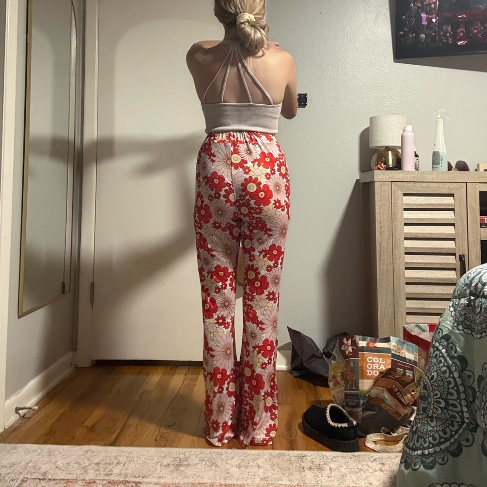 Floral Bell-Bottom Pants - Picture 2 of 3